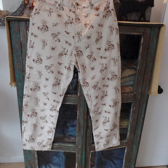 URBAN OUTFITTERS BDG Cowboy Print NWOT Straight Fit Utility Jeans Size 36 UNISEX - Picture 4 of 10